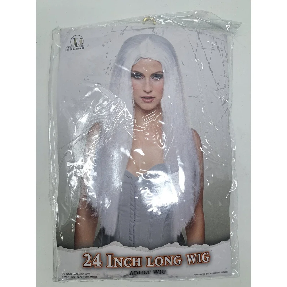 NEW Seasonal Visions International White 24 Inch Long Costume Wig Adult NEW